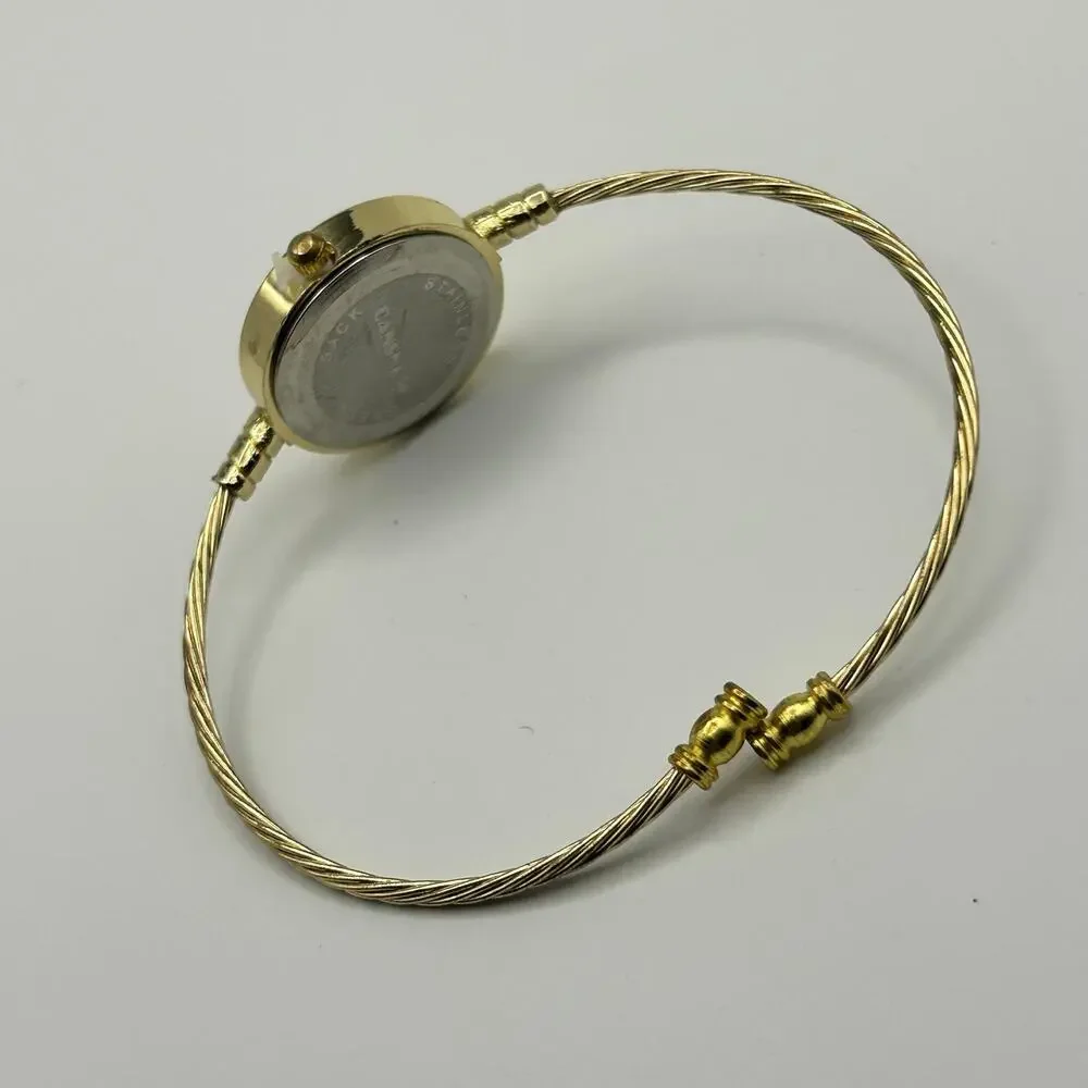 Cansnow Gold-tone Thin-twisted Cable Bracelet Watch Working New Battery